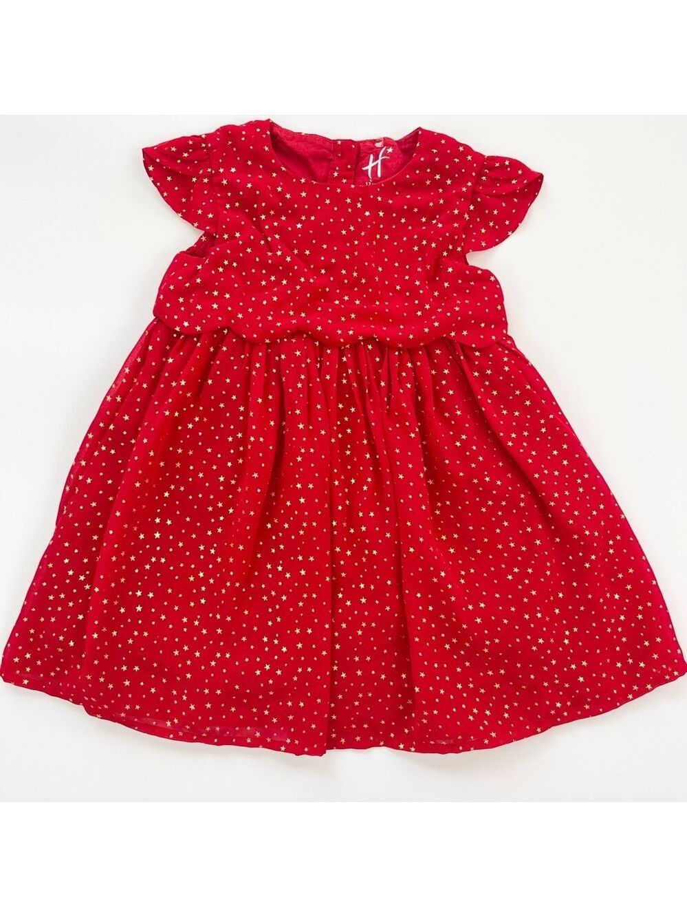 H Red Kids Dress with Star Pattern‎